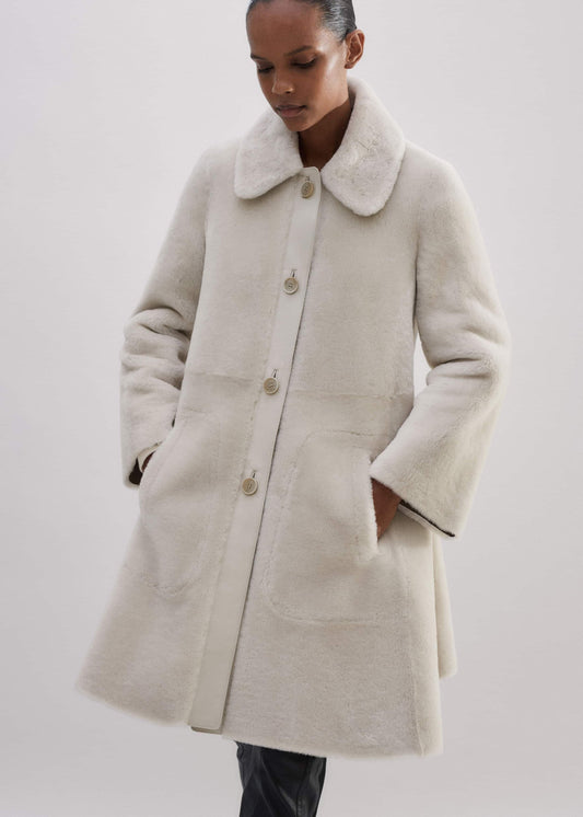 ME+EM Clothing Natural Luxe Shearling Leather-Mix Swing Coat