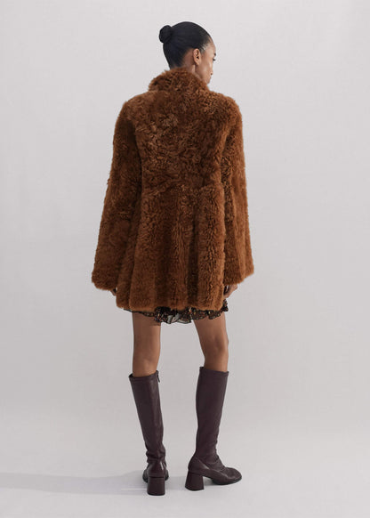 ME+EM Clothing Brown Luxe Shearling Swing Coat