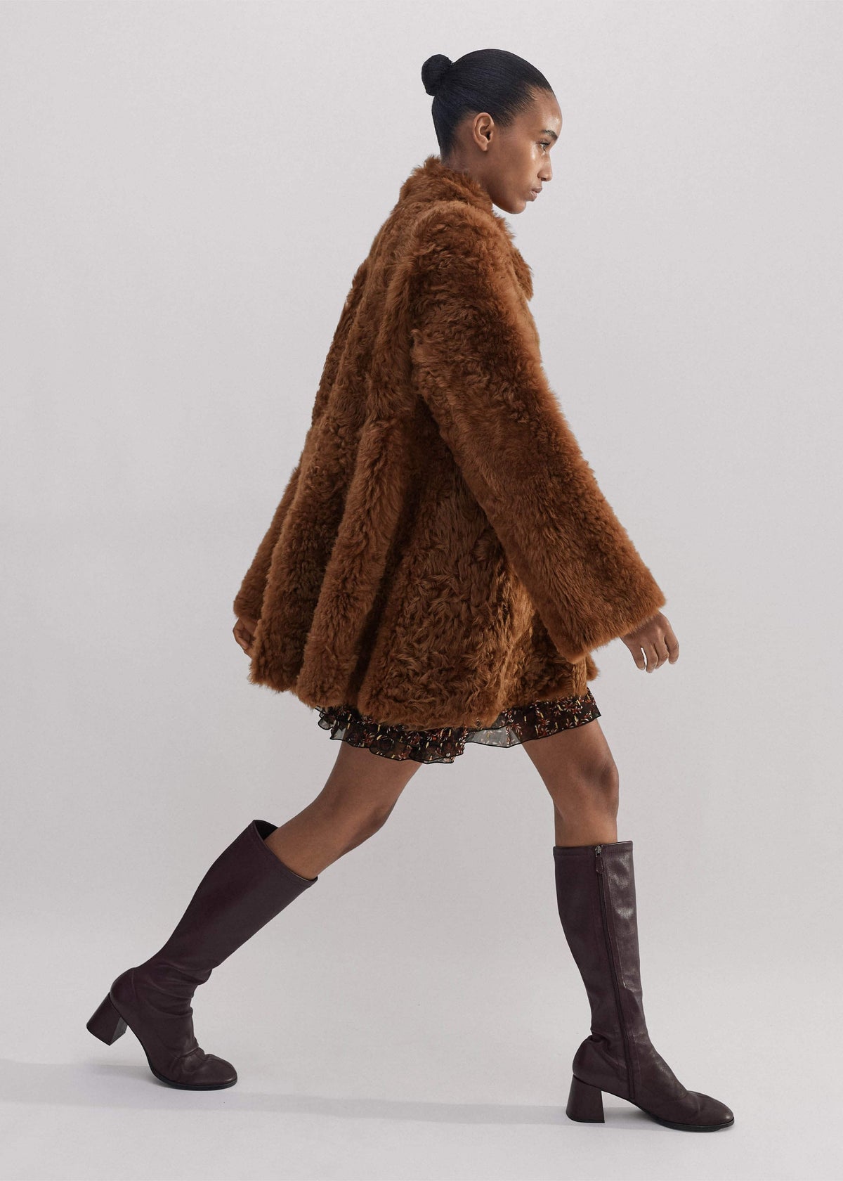 ME+EM Clothing Brown Luxe Shearling Swing Coat