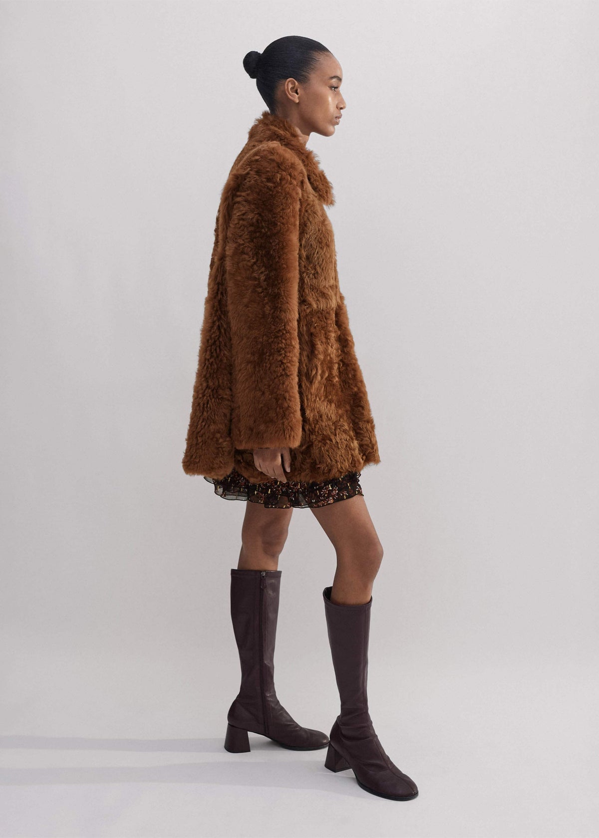 ME+EM Clothing Brown Luxe Shearling Swing Coat
