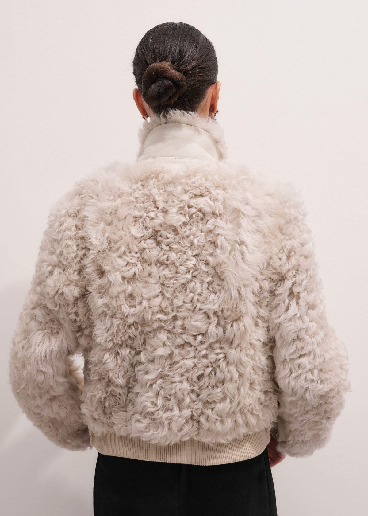 ME+EM Clothing Cream Luxe Shearling Bomber Jacket