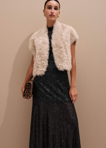 ME+EM Clothing Cream Shearling Evening Layering Shrug