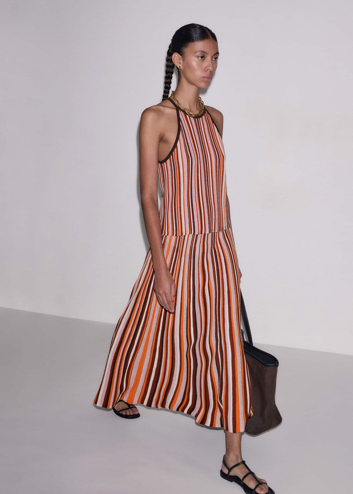 ME+EM Clothing Cinnamon Stripe Knit Maxi Skirt