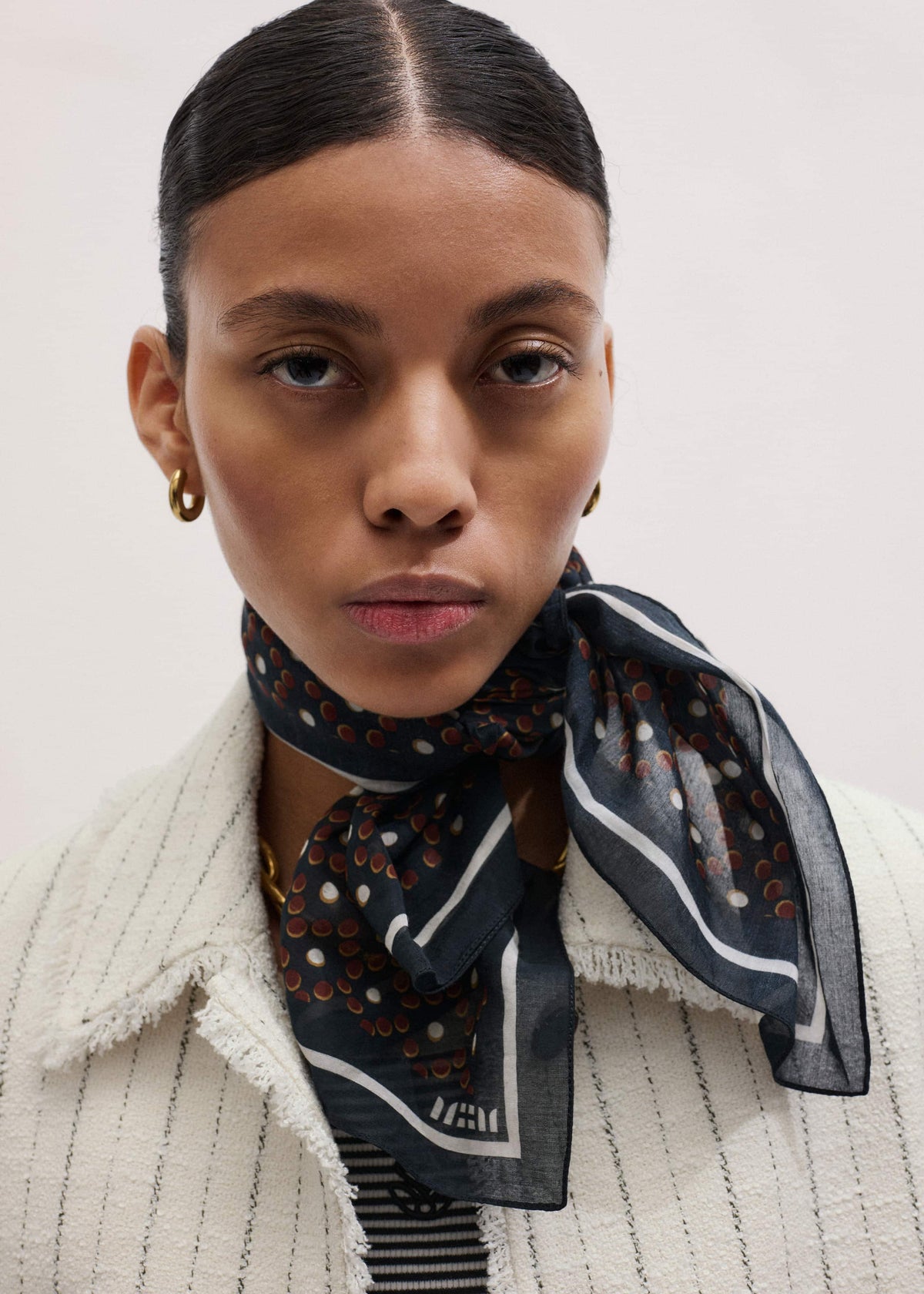 ME+EM Clothing|Accessories Black Dotted Border Scarf