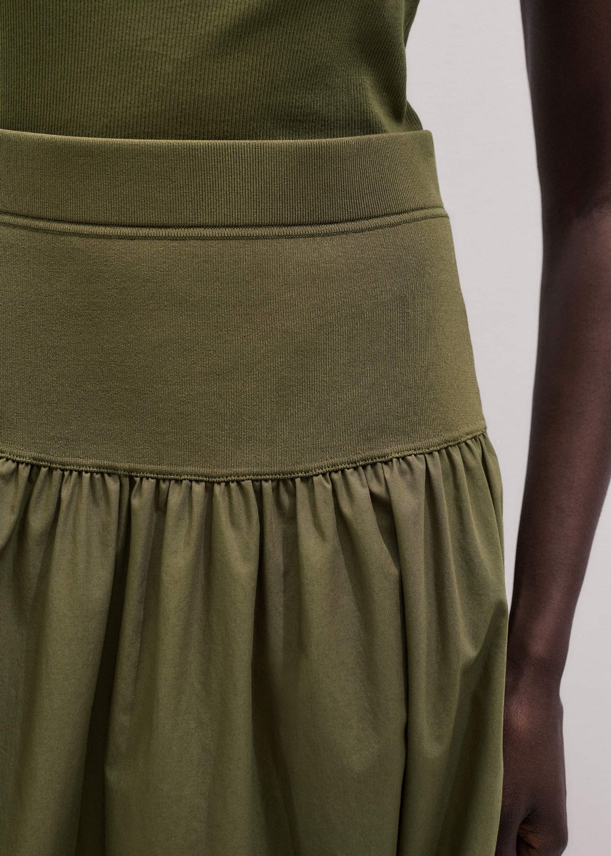 ME+EM Clothing Olive Green Mixed Media Maxi Skirt