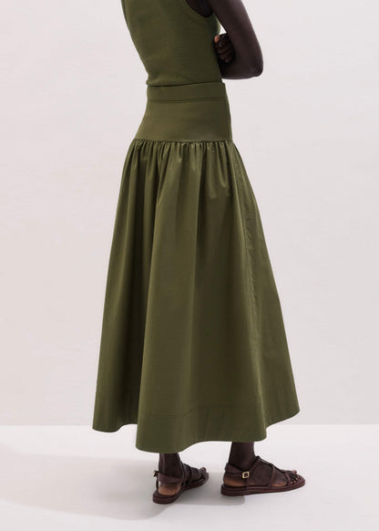 ME+EM Clothing Olive Green Mixed Media Maxi Skirt