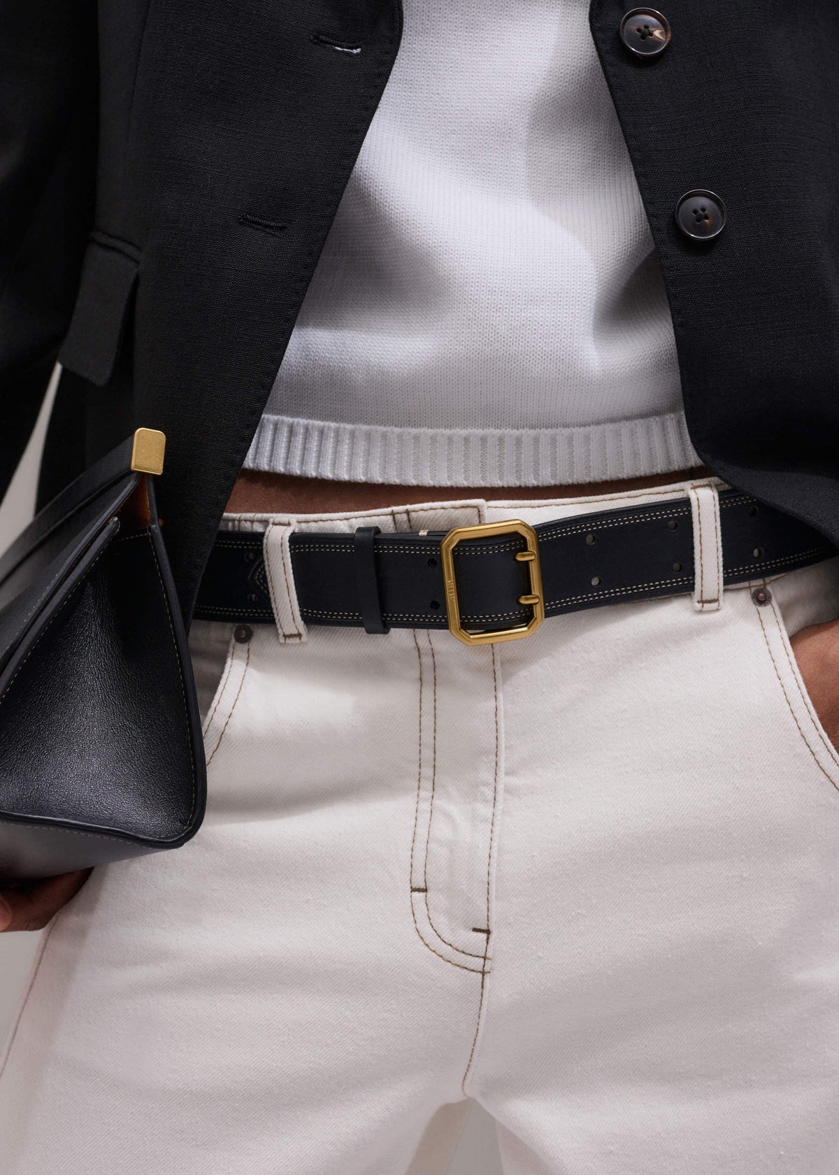 ME+EM Clothing|Accessories Black Double Prong Belt