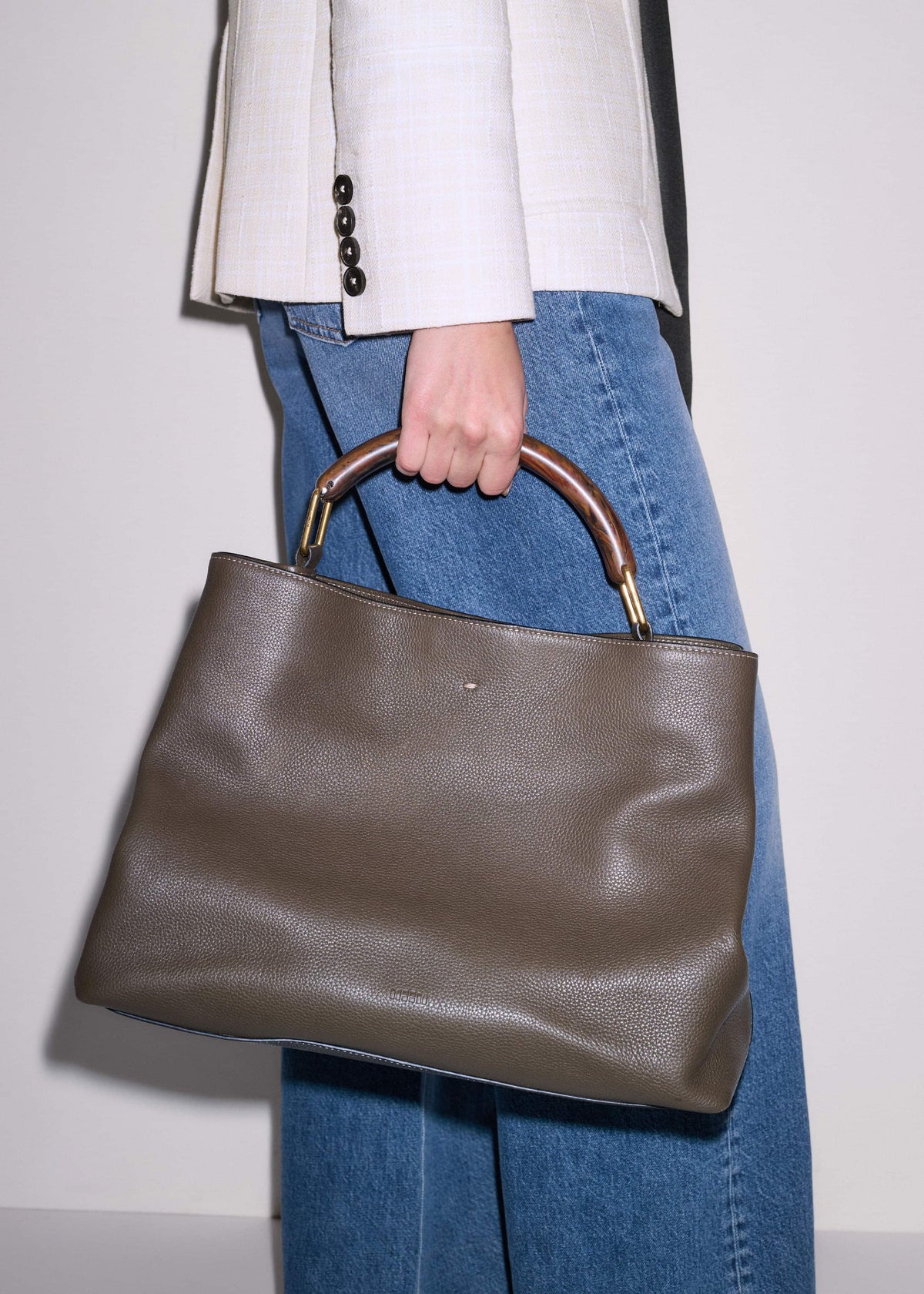 ME+EM Clothing|Accessories Olive Green Leather Soft Constructed Day Bag