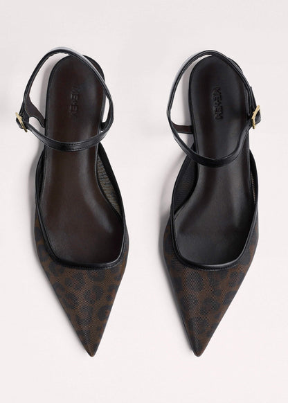 ME+EM Clothing|Accessories Brown Leopard Print Mesh Point-Toe Flat