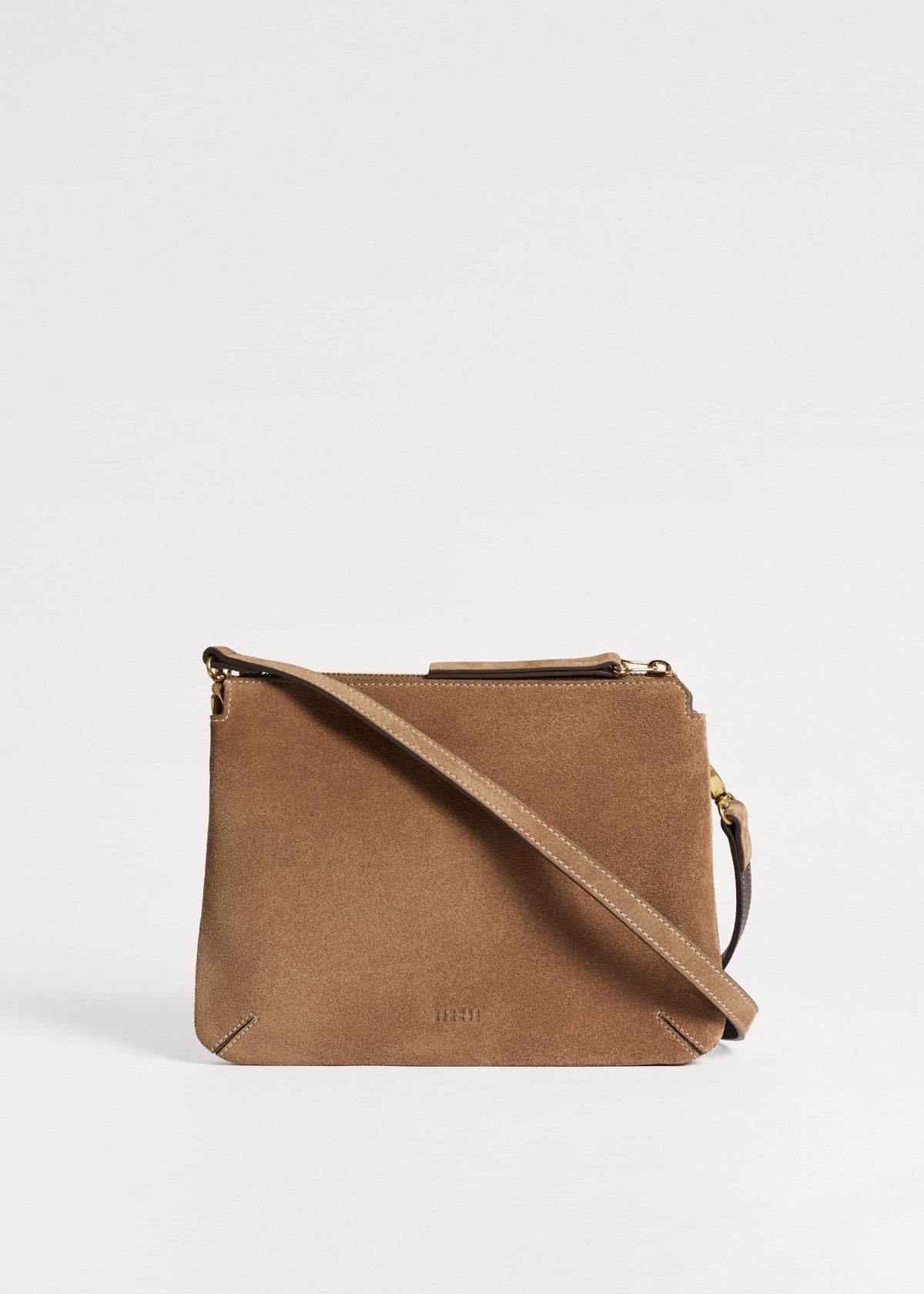 ME+EM Clothing Brown Suede Double Pouch Crossbody Bag