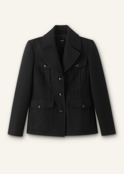 ME+EM Clothing Black Longline Fitted Military Jacket