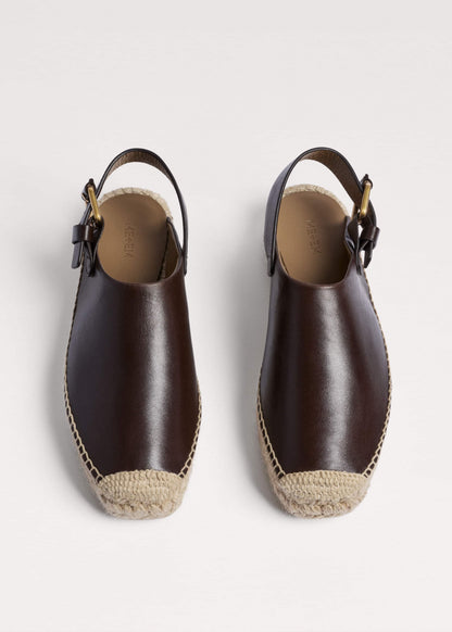ME+EM Clothing|Accessories Brown Leather Slingback Espadrille