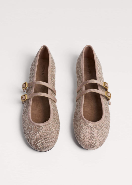 ME+EM Clothing|Accessories Gold Mesh AM-PM Ballet Flat