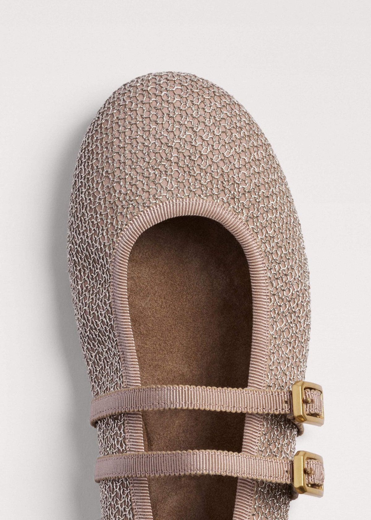 ME+EM Clothing|Accessories Gold Mesh AM-PM Ballet Flat