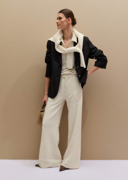 ME+EM Clothing Cream Wide-Leg Track Pant