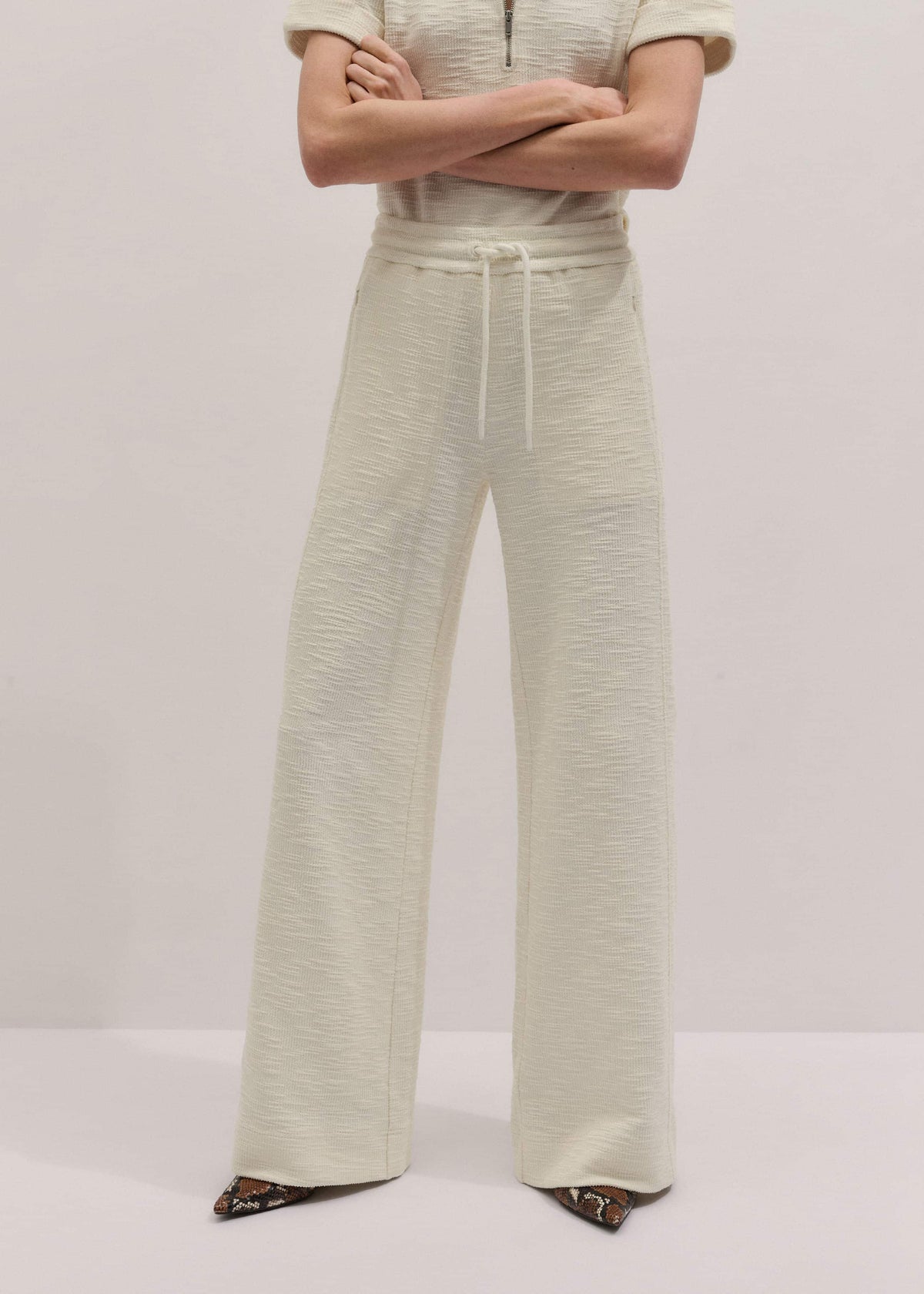 ME+EM Clothing Cream Wide-Leg Track Pant