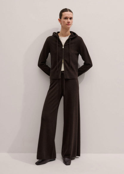 ME+EM Clothing Brown Cashmere Straight Hoodie + Wide-Leg Pant Knitted Co-ord