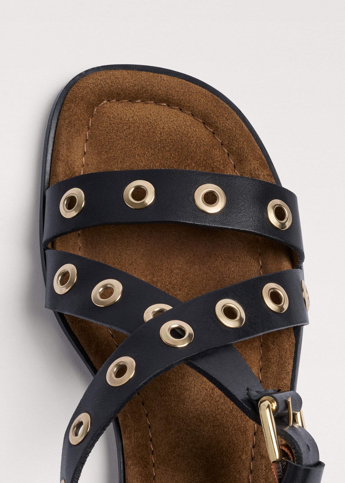ME+EM Accessories Black Eyelet Stud Sandal
