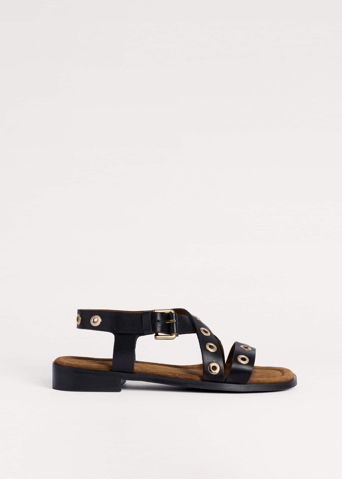 ME+EM Accessories Black Eyelet Stud Sandal