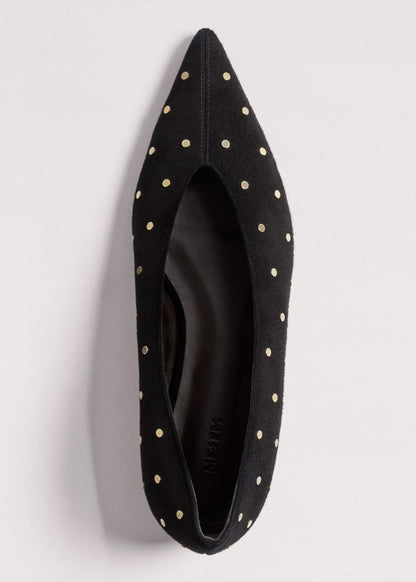 ME+EM Accessories Black Suede Stud Point Flat