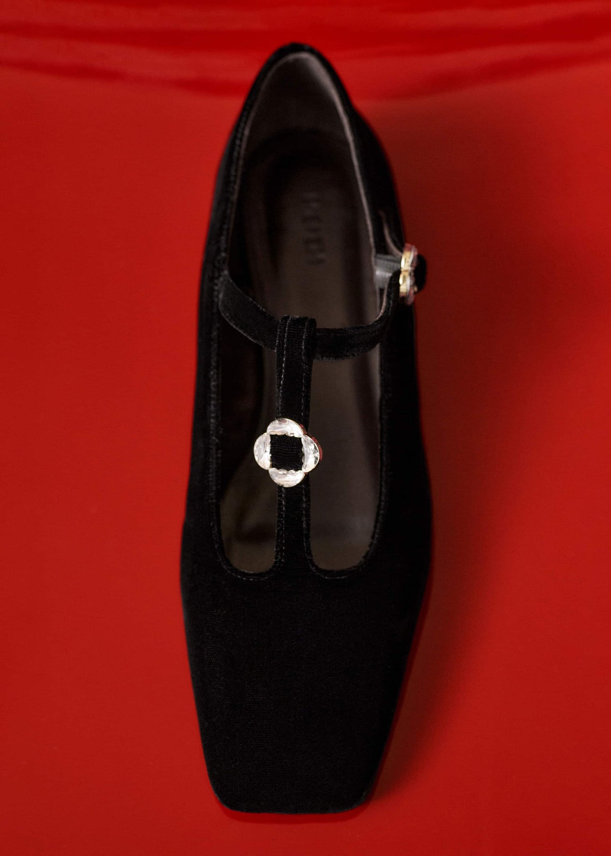 ME+EM Accessories Black Square Toe T-Bar Flat