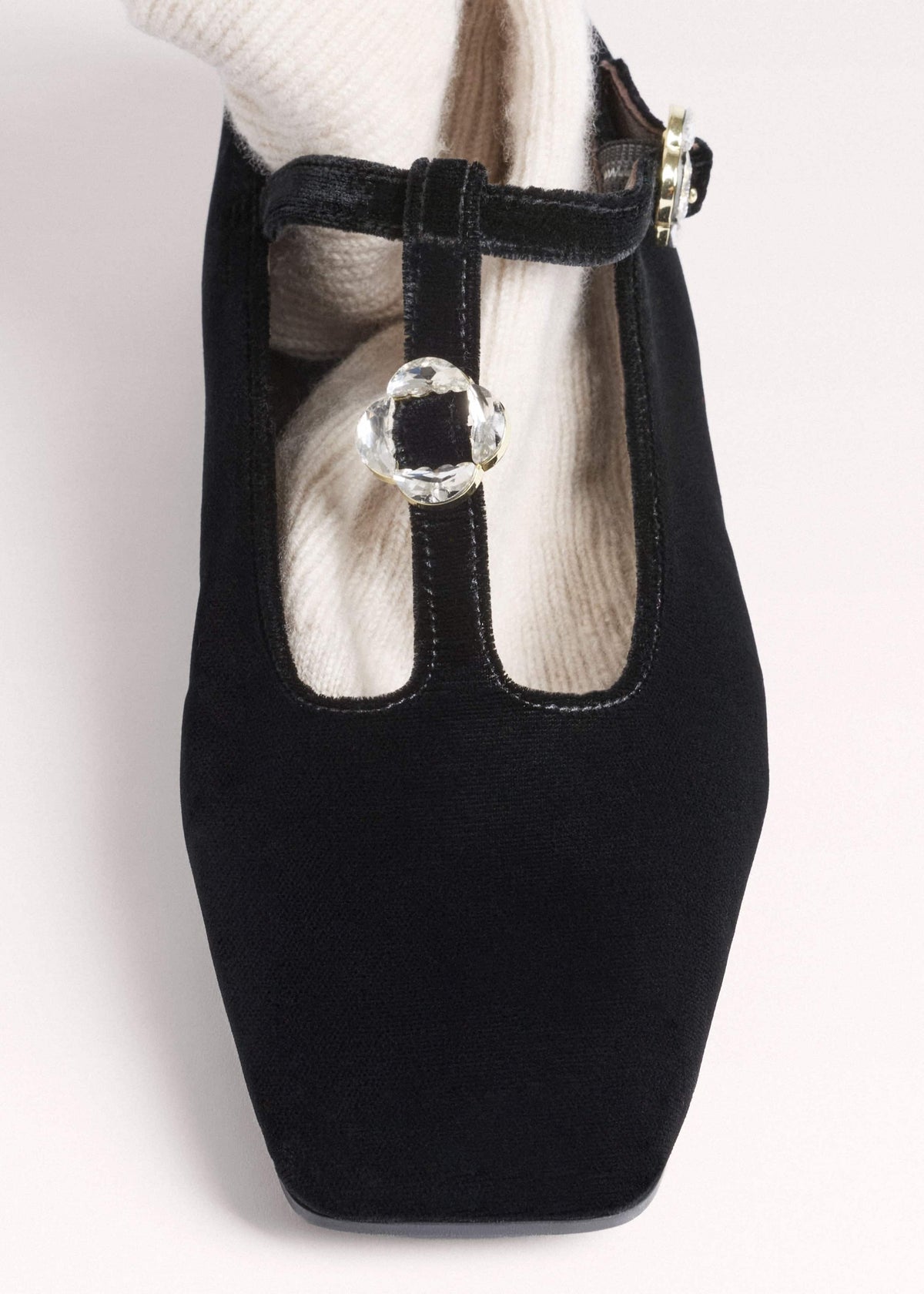 ME+EM Accessories Black Square Toe T-Bar Flat