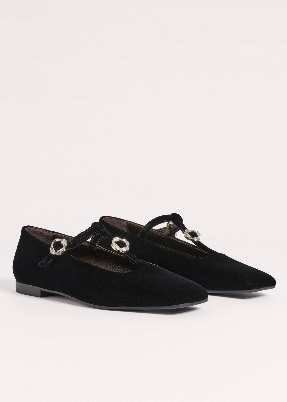 ME+EM Accessories Black Square Toe T-Bar Flat