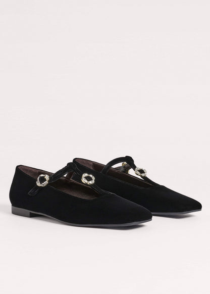 ME+EM Accessories Black Square Toe T-Bar Flat