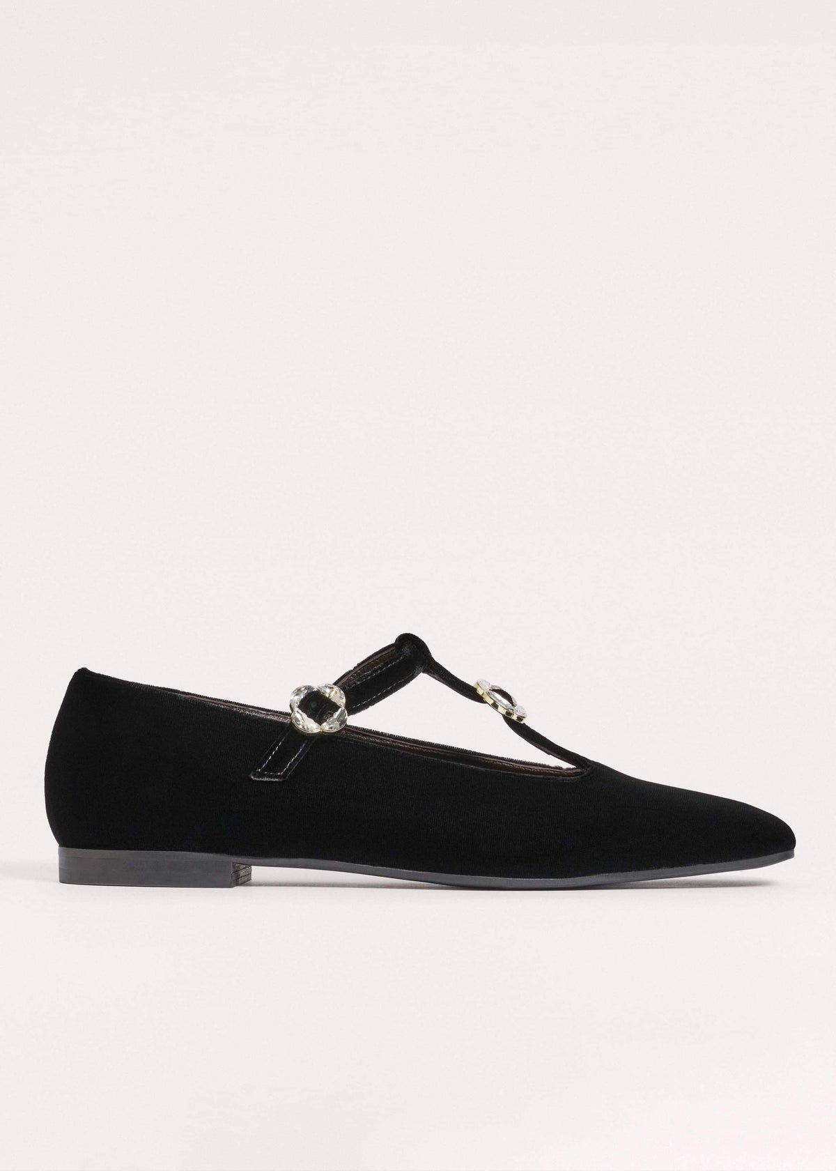 ME+EM Accessories Black Square Toe T-Bar Flat