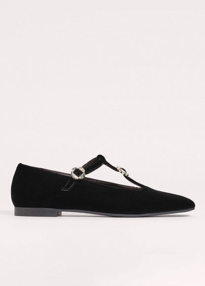 ME+EM Accessories Black Square Toe T-Bar Flat