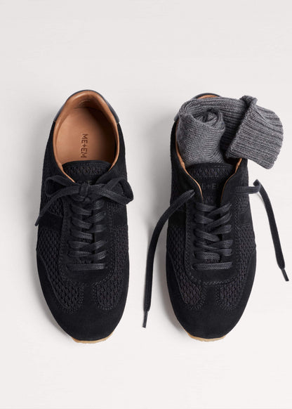 ME+EM Accessories Black Mesh Retro Runner Sneaker