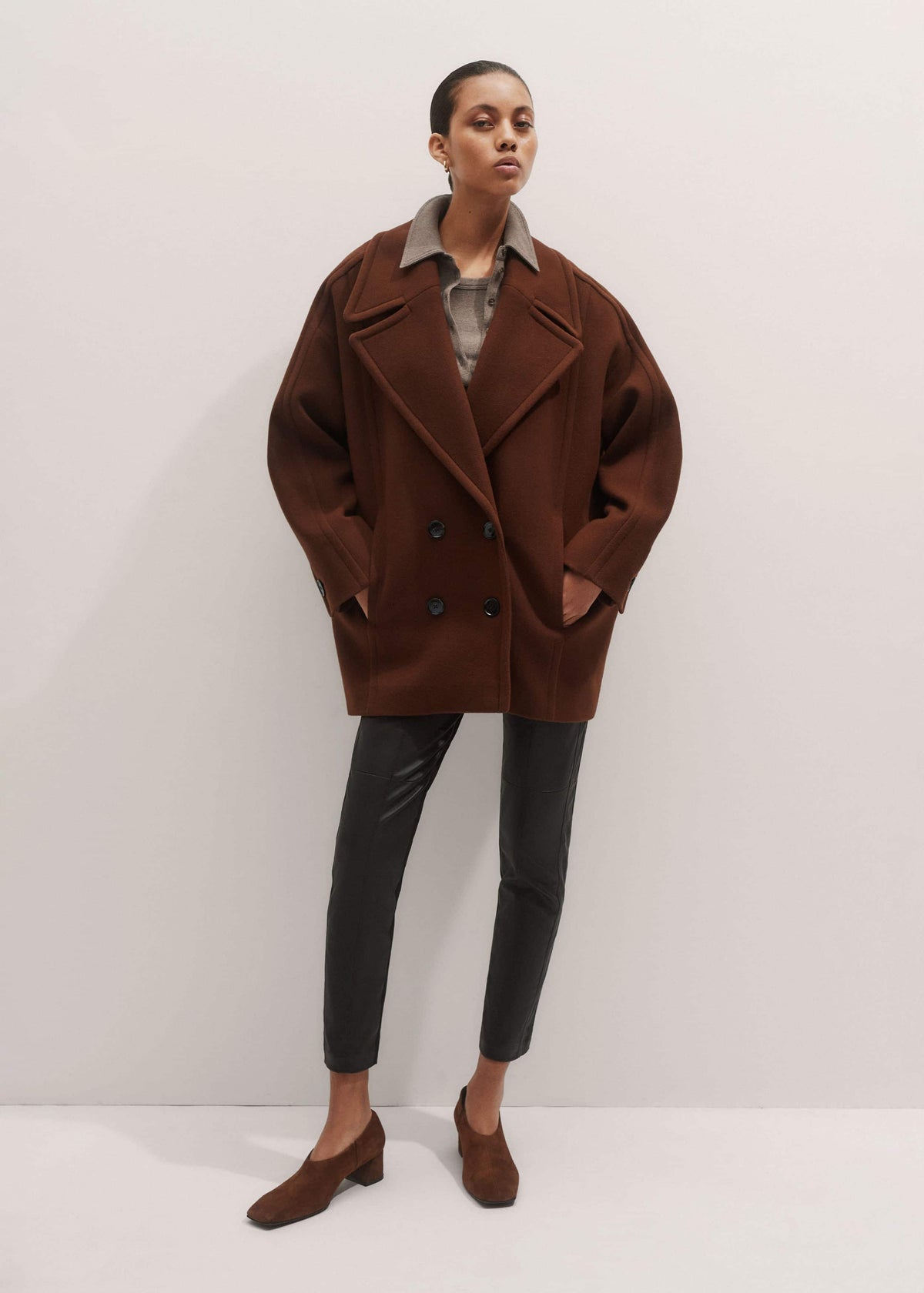 ME+EM Accessories Brown High Front Block Heel