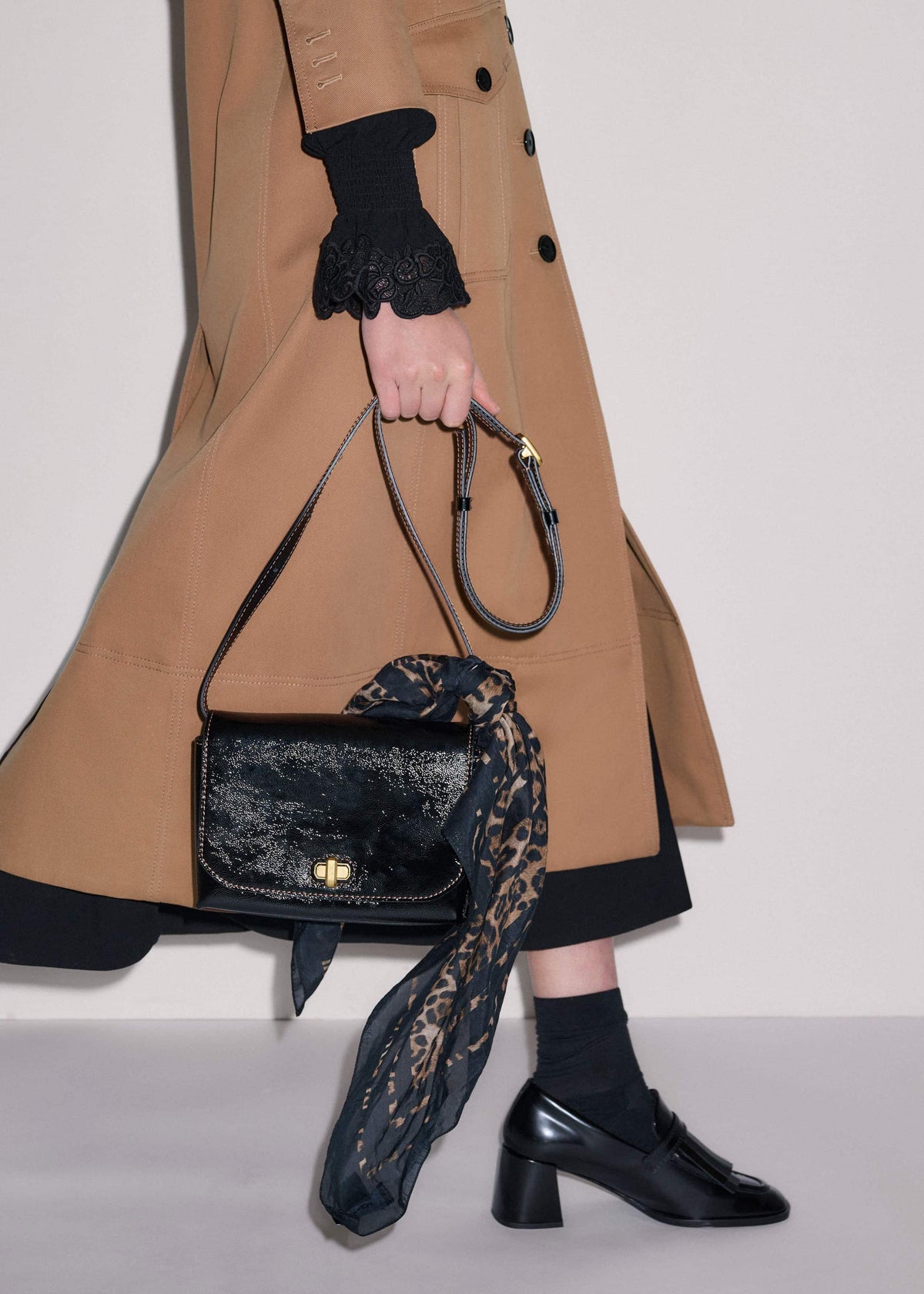 ME+EM Accessories Black Leather Clutch + Crossbody Bag