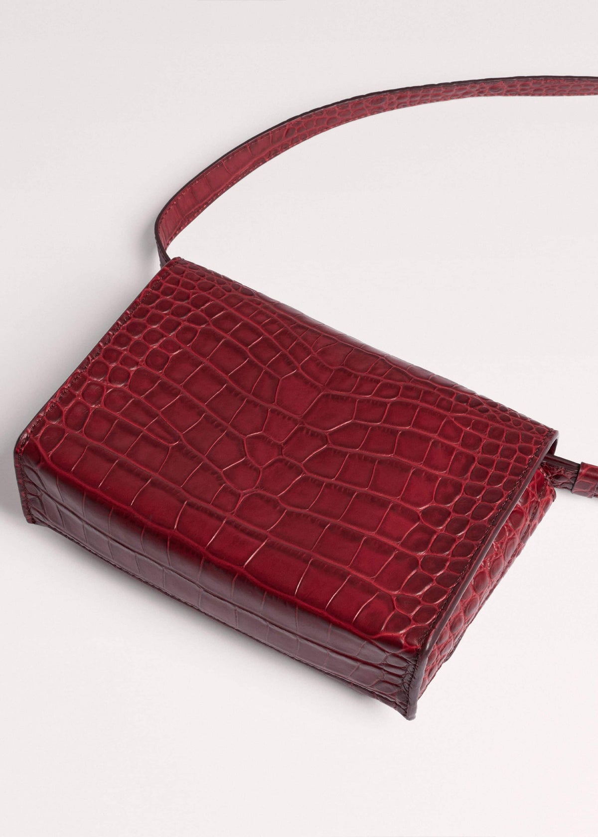 ME+EM Accessories Red Leather Croc Print Clutch 2-in-1 Bag