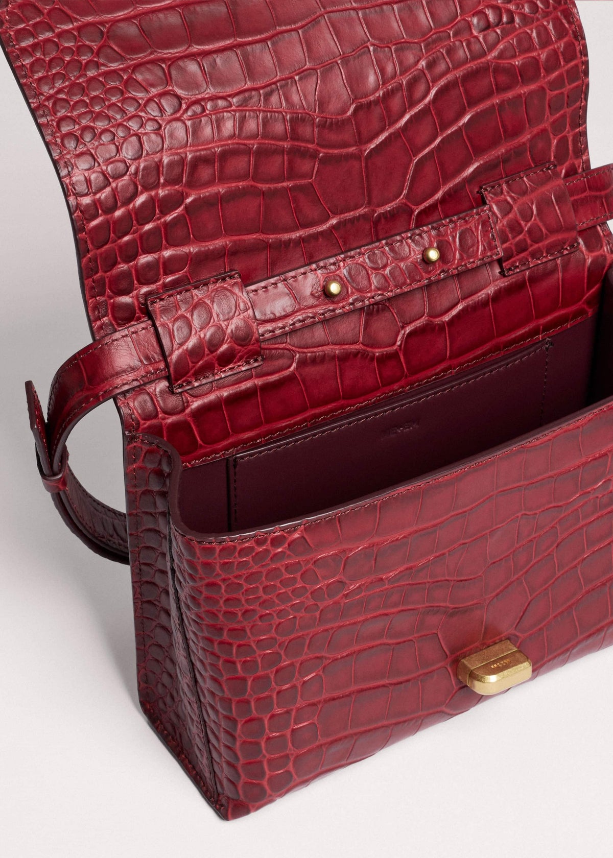 ME+EM Accessories Red Leather Croc Print Clutch 2-in-1 Bag