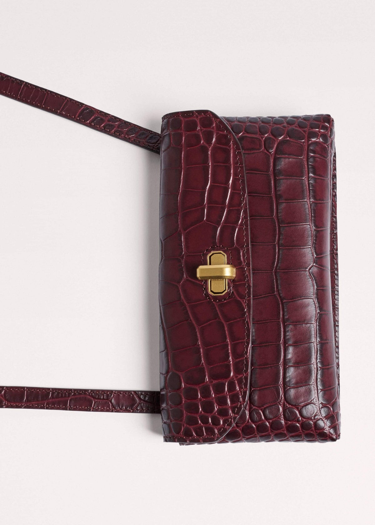 ME+EM Accessories Red Red Leather Croc Print Small Pouch
