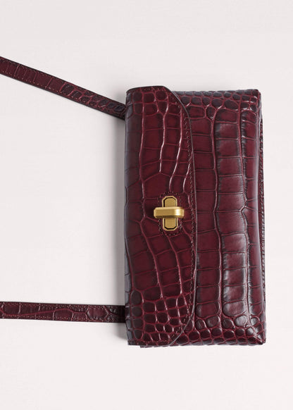 ME+EM Accessories Red Red Leather Croc Print Small Pouch