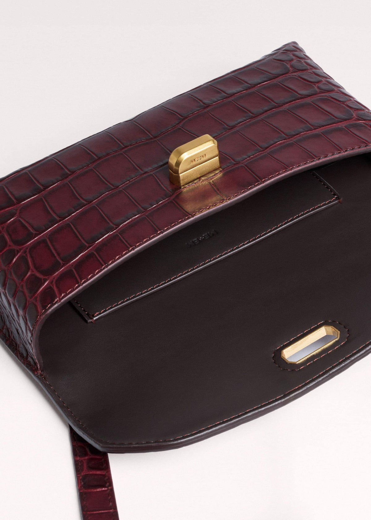 ME+EM Accessories Red Red Leather Croc Print Small Pouch