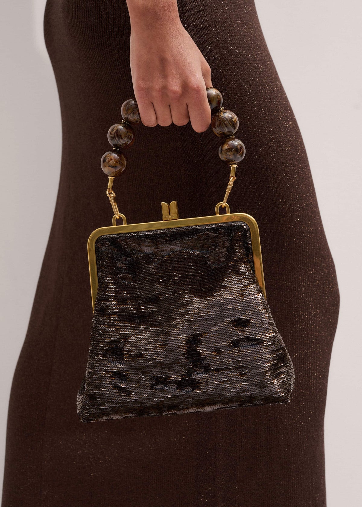 ME+EM Accessories Brown Sequin Evening Bag