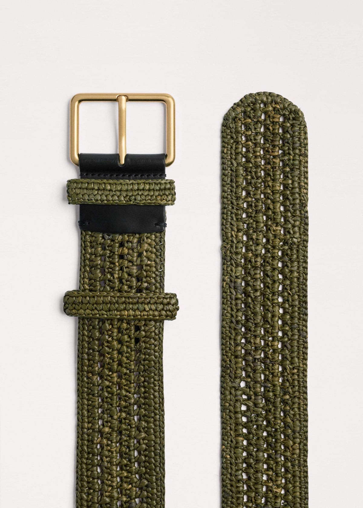 ME+EM Accessories Olive Green Raffia Wide Summer Belt