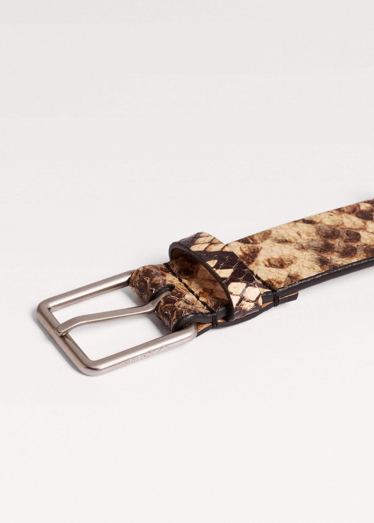 ME+EM Accessories Brown Snake Embossed Metal Stud Belt