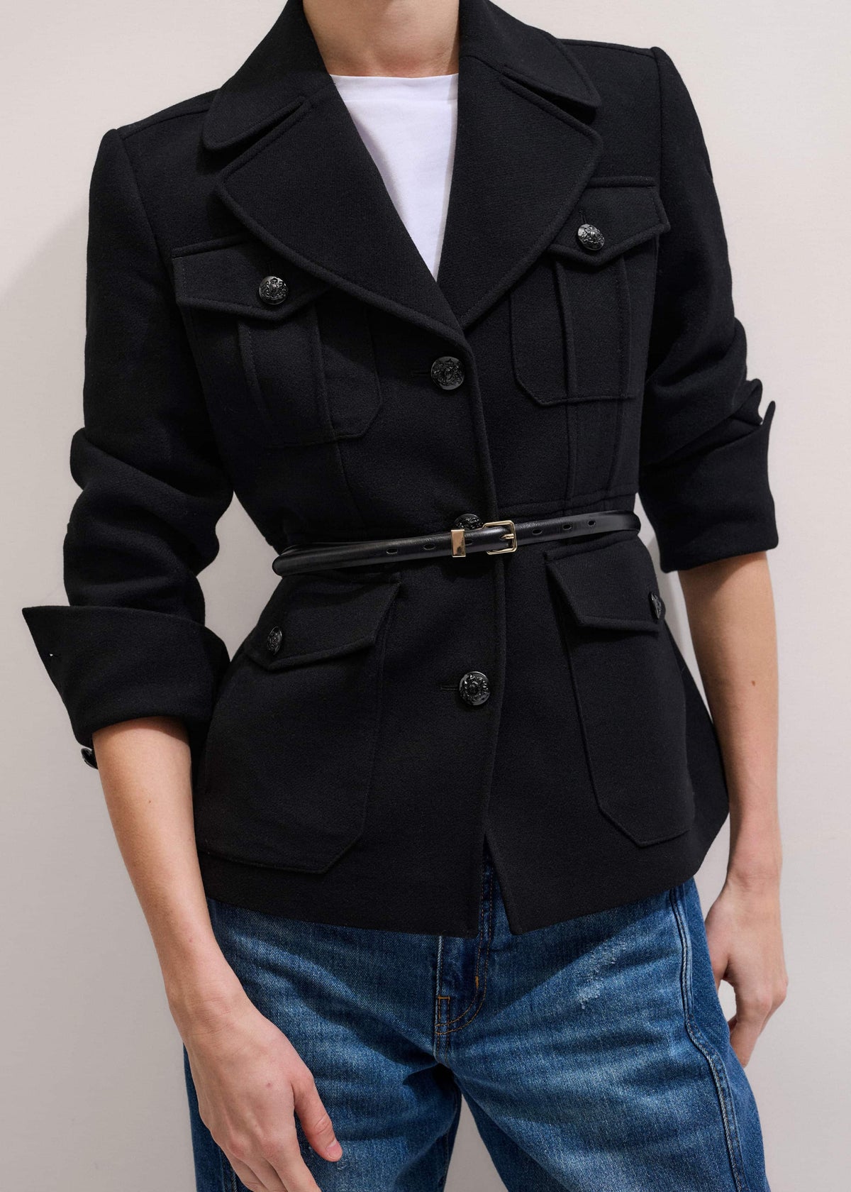 ME+EM Accessories Black Skinny Belt