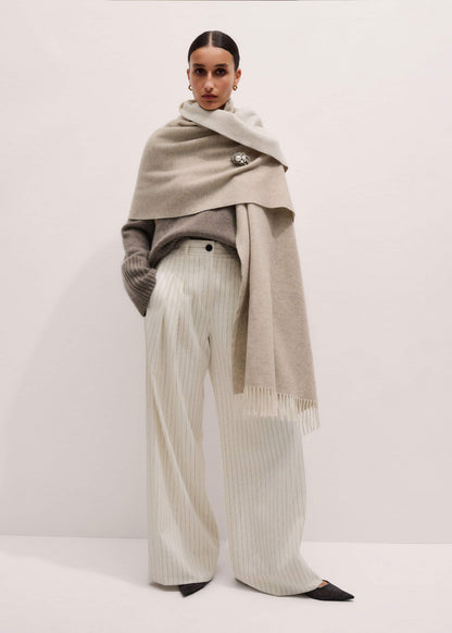 ME+EM Accessories Cream Cashmere Blend Travel Scarf