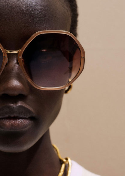 ME+EM Accessories Smokey Nude Heptagonal Frame Sunglasses