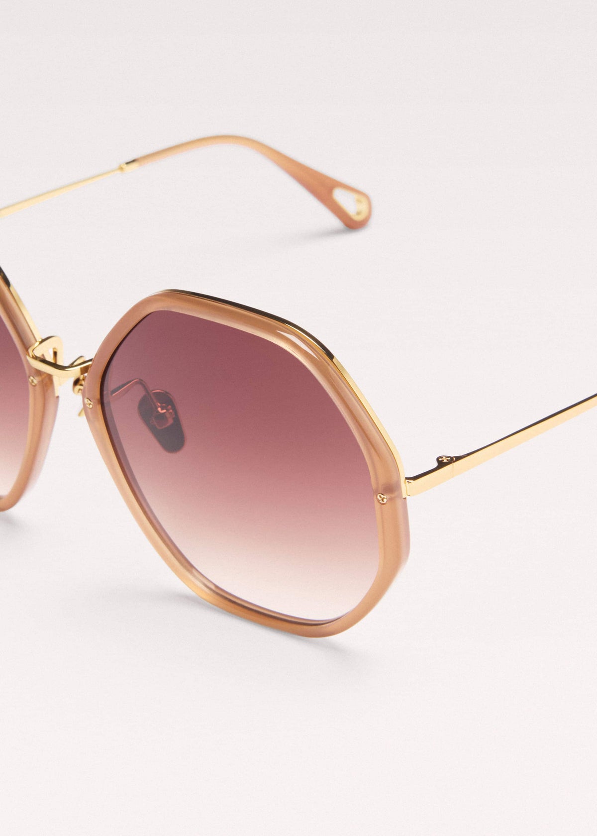 ME+EM Accessories Smokey Nude Heptagonal Frame Sunglasses