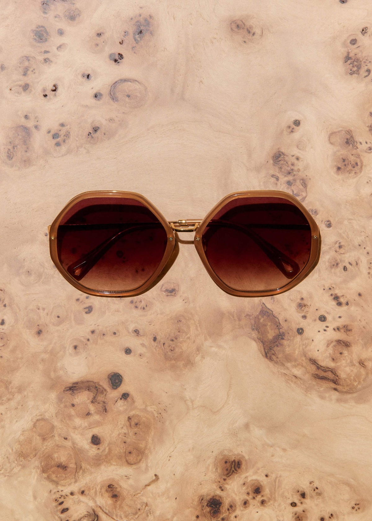 ME+EM Accessories Smokey Nude Heptagonal Frame Sunglasses